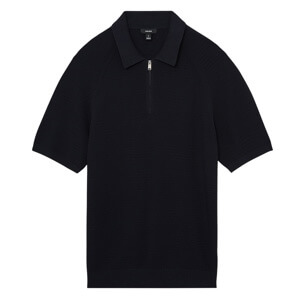 REISS Estate Textured-Knit Half-Zip Polo Shirt